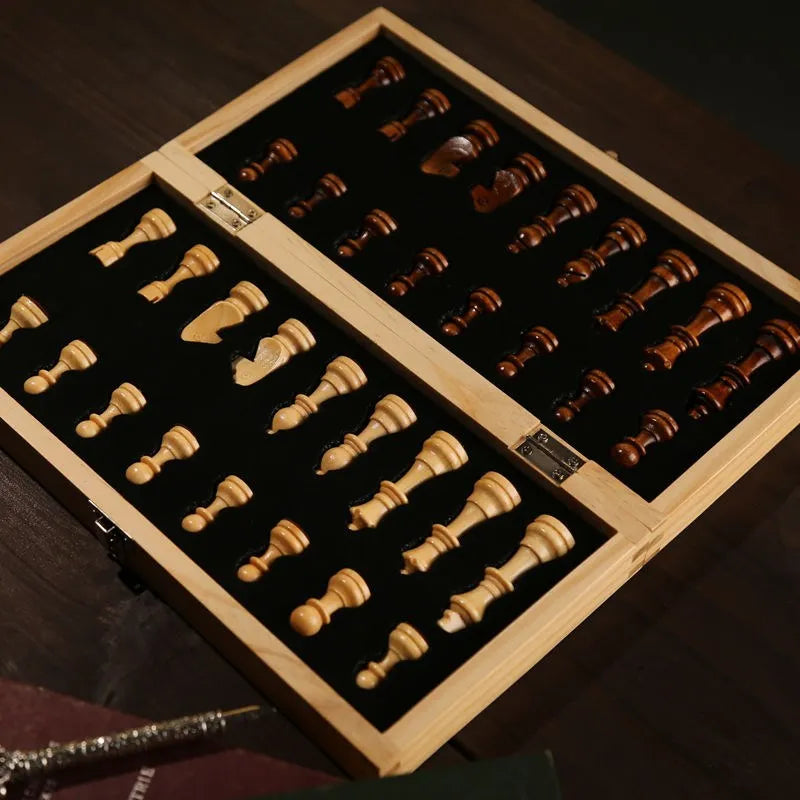 Jeu d'échecs pliable en bois magnétique