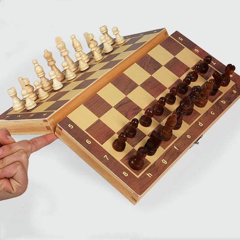 Jeu d'échecs pliable en bois magnétique
