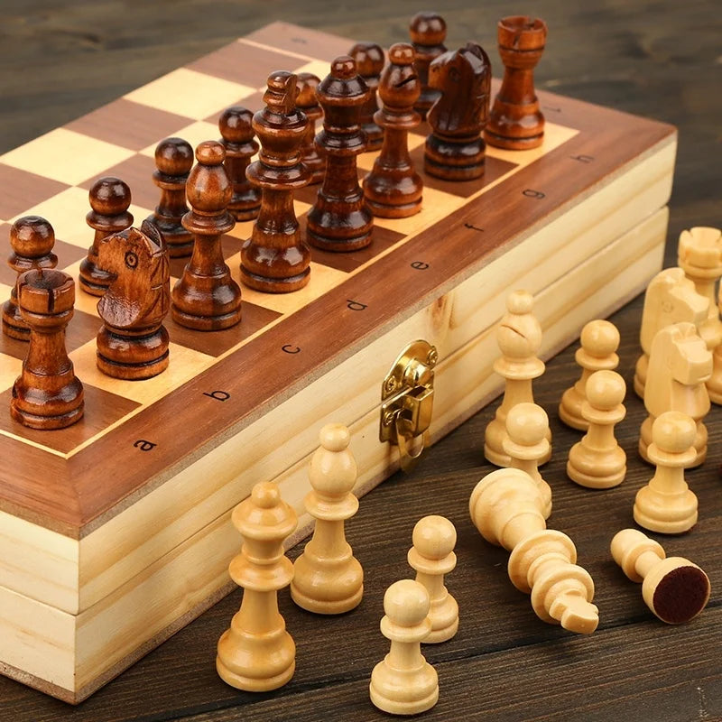 Jeu d'échecs pliable en bois magnétique