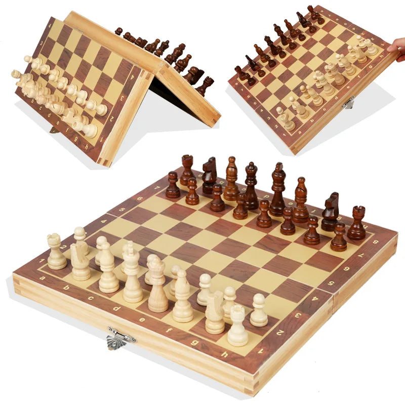 Jeu d'échecs pliable en bois magnétique