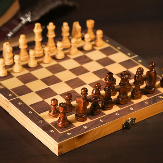 Jeu d'échecs pliable en bois magnétique