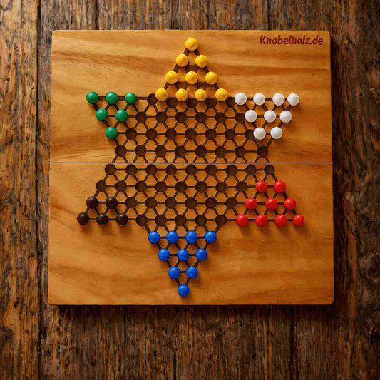 jeu de dames chinoises en bois début de partie